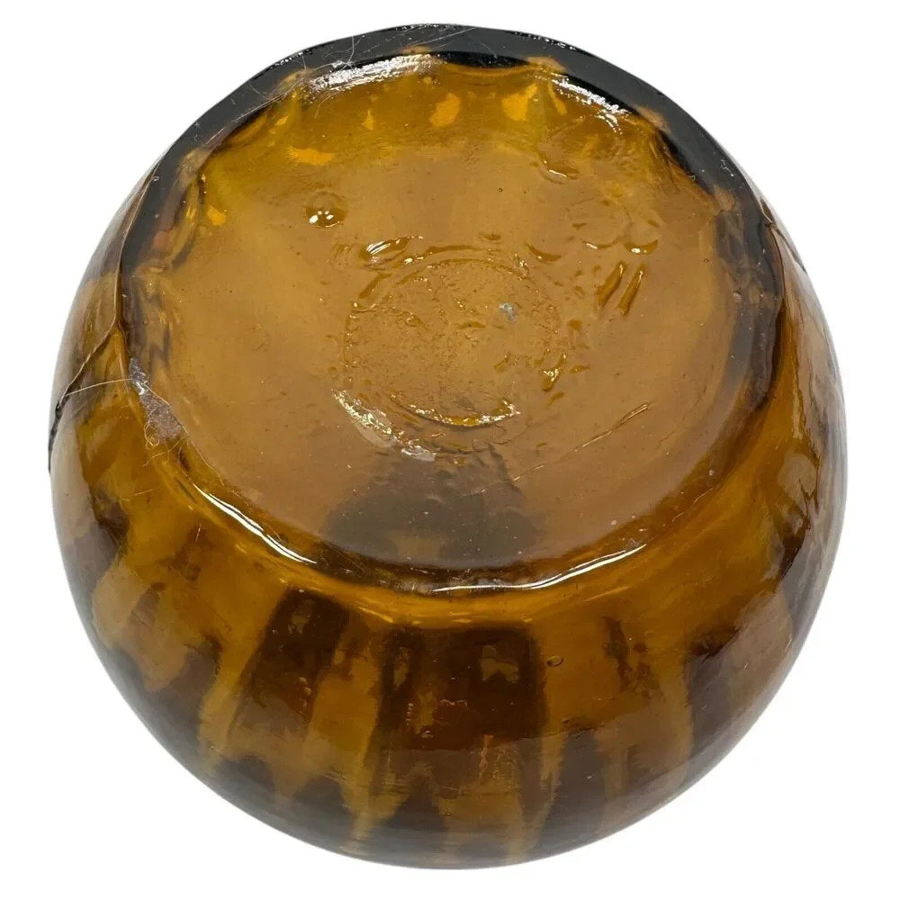 Vintage South Jersey Clevenger‎ Bros Glass Amber Vase Scalloped Edge Hand Blown